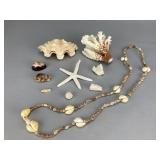 Shell and Bead Necklace, 4"