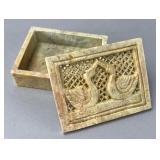 Carved Stone Box with Swan Motif