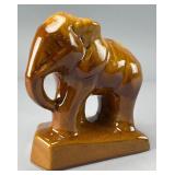 Art Pottery Elephant Figurine, Brown Glaze