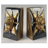Marion Bronze Co. MB Lion Head Bookends