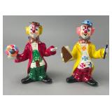 Paper Mache Clown Figurine Pair Hand Painted