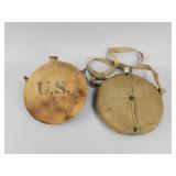 2 US Canteens in Canteen Covers