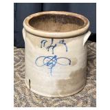 Antique Cobalt-Decorated Stoneware Crock