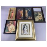 Six Framed Vintage Romantic Prints