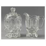 Clear Glass Sugar Bowl and Creamer