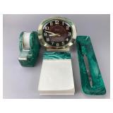Elegant Desk Set with Clock and Accessories