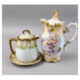 Art Nouveau Style Lidded Pot & Bavaria Creamer Set