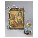 Faceted Perfume Bottle and Floral Frame