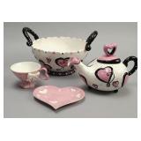Four-Piece Valentine Ceramic Tea Set