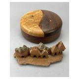 Figured-Wood Pivot Box & Bark Village