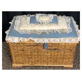 Wicker Storage Chest With Padded Lid
