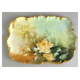 H&V Limoges Hand-Painted Rose Tray Circa 1896