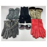 Designer Gloves & Rhinestone Sunglasses