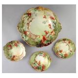 4 Piece Jean Pouyat Limoges Gilded Berry Bowl Set