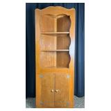 Wood Corner Cupboard With Open Shelves