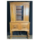 Jacobean Revival Oak China Cabinet