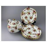 Royal Albert Teapot and Plates