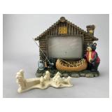 Bear Cabin Frame & Arctic Sled Figurine