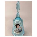 Fenton Hand-Painted Blue Glass Bell