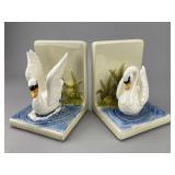 OMC Japan Ceramic Swan Bookends