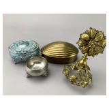 Four Vintage Metal Vanity Items