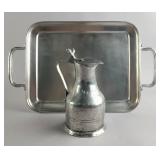French Mid-Century Pewter Flagon & Tray C. 1960-70