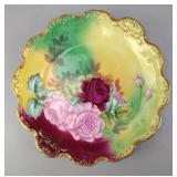 T&V Limoges Hand-Painted Rose Cabinet Plate