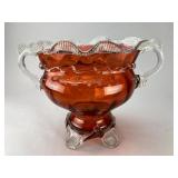 Amber Art Glass Centerpiece Bowl