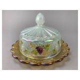 Fenton Iridescent Glass Butter Dish