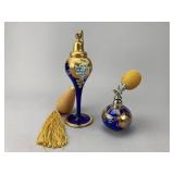 Two Cobalt Glass Perfume Atomizers