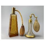 Two Art Deco Glass Perfume Atomizers