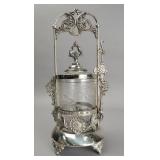 Victorian Silver Plate Pickle Castor W/Tongs