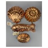 Four Old Dutch Copper Kitchen Molds