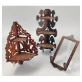 Three Victorian-Style Wood Wall Pieces & Shelves