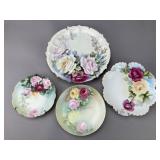 Four Limoges & R.C. Bavaria Rose Plates