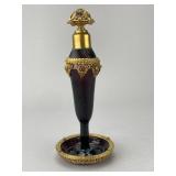 Czech Jeweled Amethyst Glass Perfume Bottle