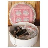 Painted Wood Storage Box with Contents