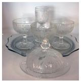 6 pc. Iris & Herringbone Glass Items
