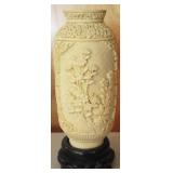 Oriental Carved Vase with Base