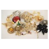 Lot of 20 Assorted Costume Jewelry Brooches