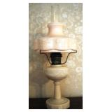 Aladdin Pink Alacite Oil Lamp, glass shade