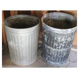 Lot of 2 Metal Trash Cans