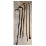 Lot of 5 Wood Canes