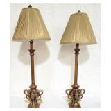 Pair of Matching Table Lamps - 37.5 & 39 tall