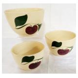 Vtg Watt Pottery Set of 3 Oven Ware "Apple" Bowls