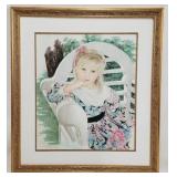 Large framed picture of girl, no glass