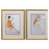SET OF 2 PIN UP GIRLS BY ALBERTO VARGAS 17 X 22