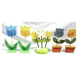 5 piece decorative wood flowers