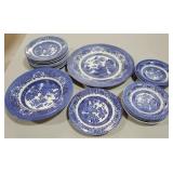 Group of Blue Willow dinnerware