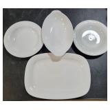 4 White ware serving dishes